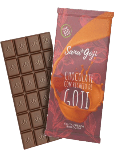 Chocolate negro com bagas de goji SanaGoji, energia e prazer