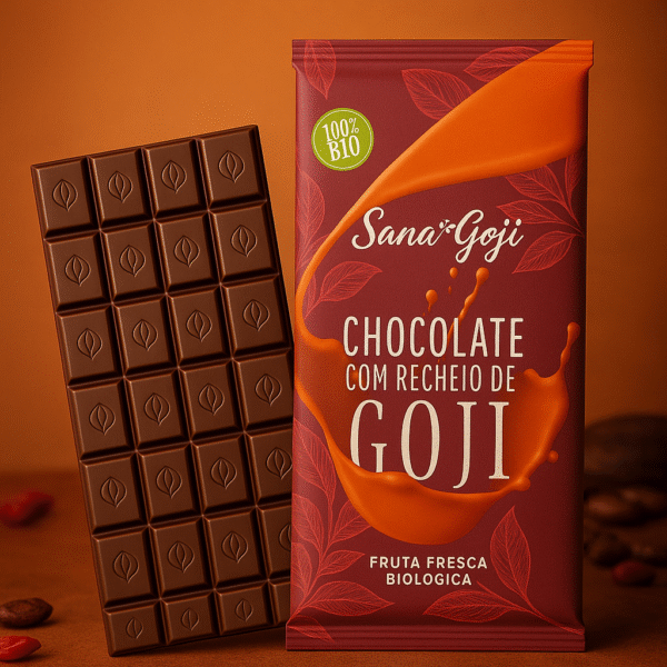 Chocolate negro com bagas de goji SanaGoji, energia e prazer